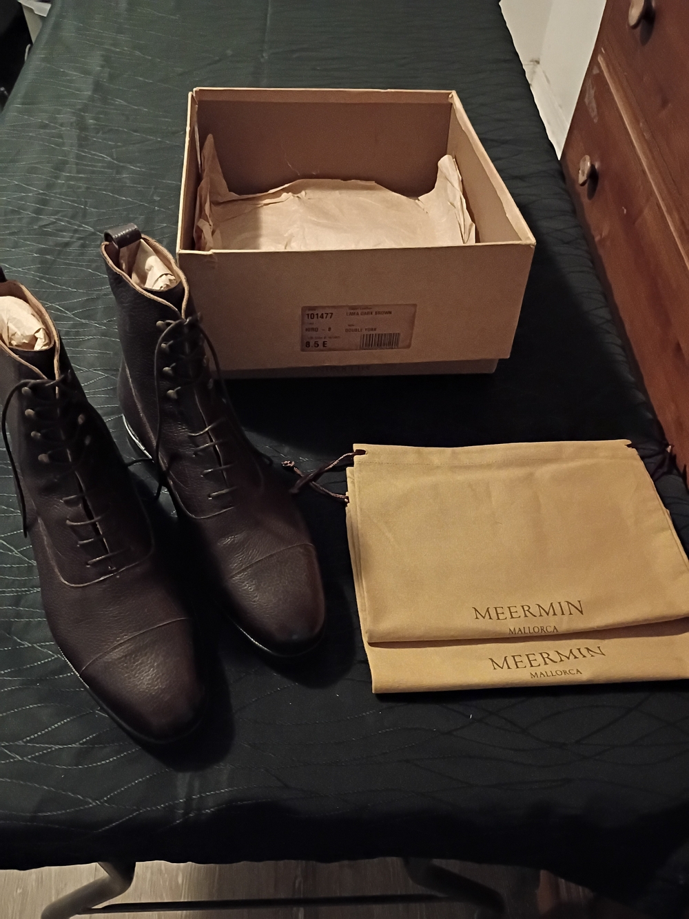 Meermin Men’s Dark Brown Leather Lace-Up Boots